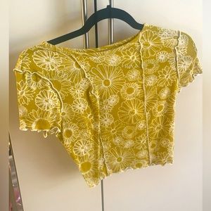 Yellow floral top.